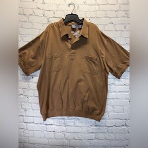 John Blair men's cotton polo shirt, size 3XL, brown, chest pocket